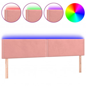 Cabeceira de cama c/ luzes LED veludo 160x5x78/88 cm rosa H