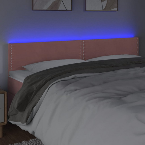 Cabeceira de cama c/ luzes LED veludo 160x5x78/88 cm rosa M 3