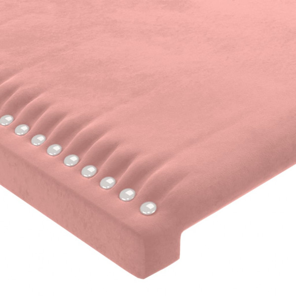 Cabeceira de cama c/ luzes LED veludo 160x5x78/88 cm rosa M 5