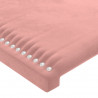 Cabeceira de cama c/ luzes LED veludo 160x5x78/88 cm rosa 5