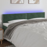 Cabeceira de cama c/luzes LED veludo 200x5x78/88cm verde-escuro 1