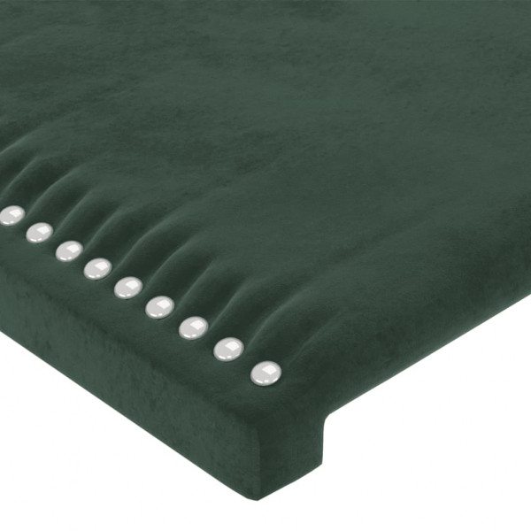 Cabeceira de cama c/luzes LED veludo 200x5x78/88cm verde-escuro M 5