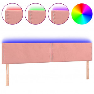 Cabecero con LED de terciopelo rosa 200x5x78/88 cm H