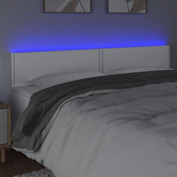 Cabecero con LED cuero sintético blanco 200x5x78/88 cm M 3