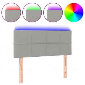 Cabeceira de cama c/ luzes LED tecido 90x5x78/88 cm cinza-claro H