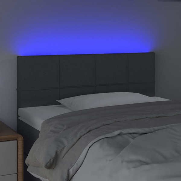 Cabeceira de cama c/ luzes LED tecido 90x5x78/88cm cinza-escuro M 3