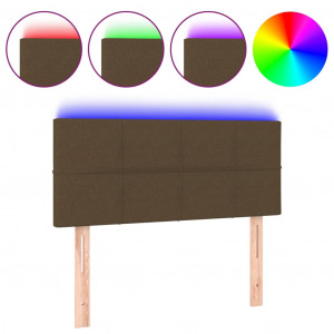 Cabeceira de cama c/ luzes LED tecido 90x5x78/88 cm castanho H