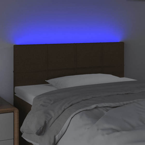 Cabeceira de cama c/ luzes LED tecido 90x5x78/88 cm castanho M 3