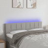 Cabeceira de cama c/ luzes LED tecido 144x5x78/88cm cinza-claro 1
