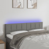Cabeceira de cama c/luzes LED tecido 144x5x78/88cm cinza-escuro 1