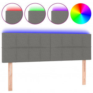 Cabeceira de cama c/luzes LED tecido 144x5x78/88cm cinza-escuro H