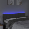 Cabeceira de cama c/luzes LED tecido 144x5x78/88cm cinza-escuro 3