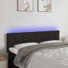 Cabeceira de cama c/ luzes LED tecido 144x5x78/88 cm preto 1