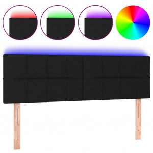 Cabeceira de cama c/ luzes LED tecido 144x5x78/88 cm preto H