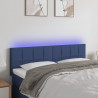 Cabeceira de cama c/ luzes LED tecido 144x5x78/88 cm azul 1