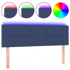 Cabeceira de cama c/ luzes LED tecido 144x5x78/88 cm azul H