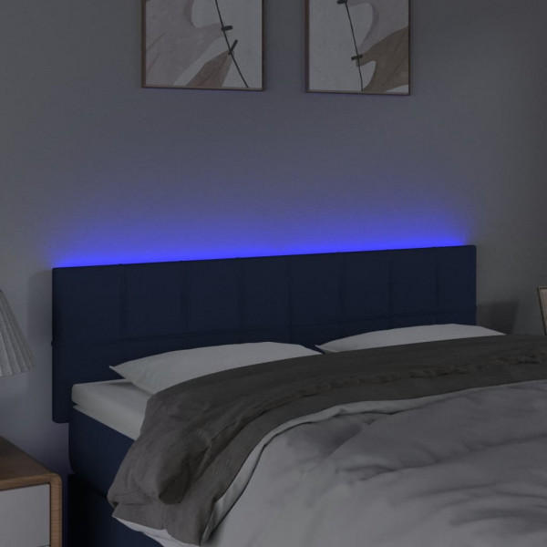 Cabeceira de cama c/ luzes LED tecido 144x5x78/88 cm azul M 3