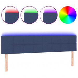 Cabeceira de cama c/ luzes LED tecido 160x5x78/88 cm azul H