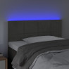 Cabeceira de cama c/ luzes LED tecido 90x5x78/88cm cinza-escuro 3