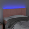 Cabeceira de cama c/ luzes LED veludo 90x5x78/88 cm rosa 3