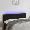 Cabeceira de cama c/ luzes LED veludo 144x5x78/88 cm preto 1