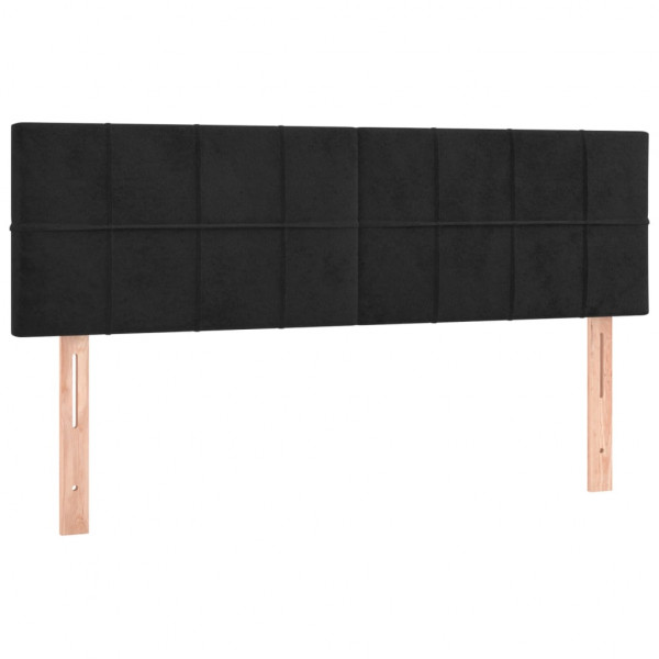 Cabeceira de cama c/ luzes LED veludo 144x5x78/88 cm preto M 4
