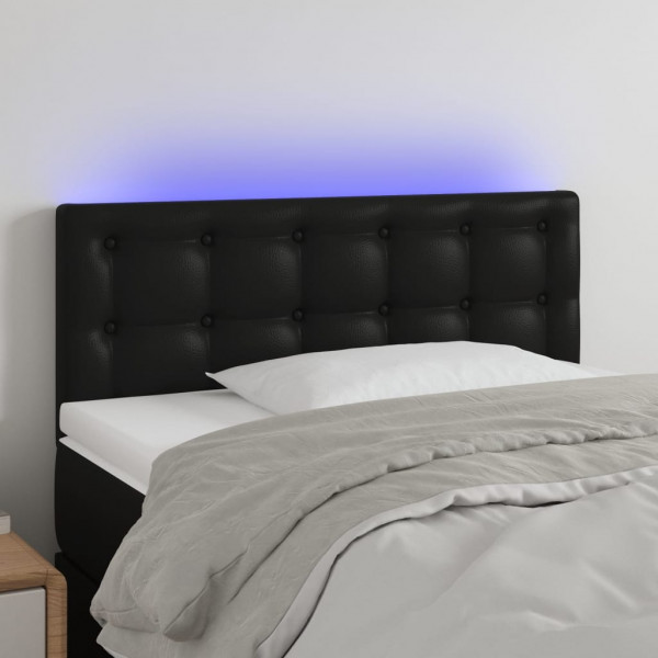 Cabecero con LED cuero sintético negro 90x5x78/88 cm D