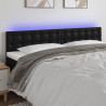 Cabeceira de cama c/ LED couro artificial 160x5x78/88 cm preto 1