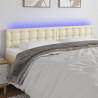 Cabeceira de cama c/ LED 180x5x78/88 cm couro artificial creme 1