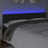 Cabeceira de cama c/ LED couro artificial 200x5x78/88 cm preto 3