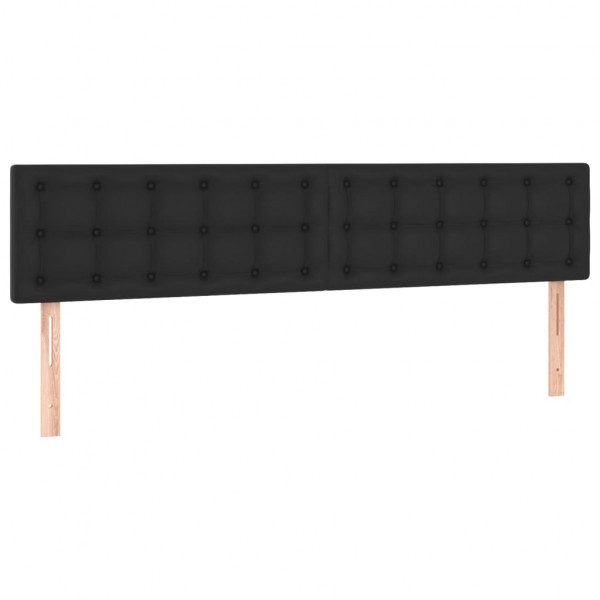 Cabeceira de cama c/ LED couro artificial 200x5x78/88 cm preto M 4