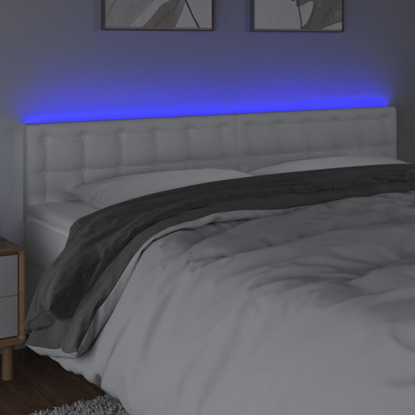 Cabecero con LED cuero sintético blanco 200x5x78/88 cm M 3
