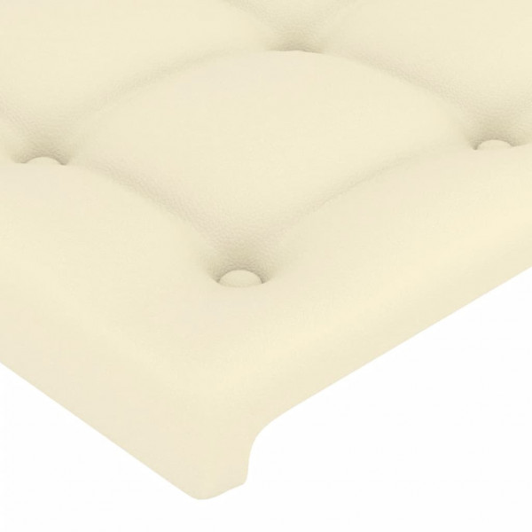 Cabeceira de cama c/ LED 200x5x78/88 cm couro artificial creme M 5