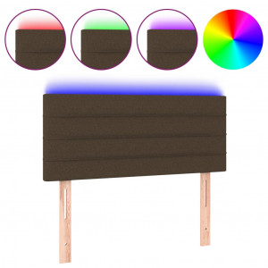 Cabeceira de cama c/ luzes LED tecido 90x5x78/88 cm castanho H