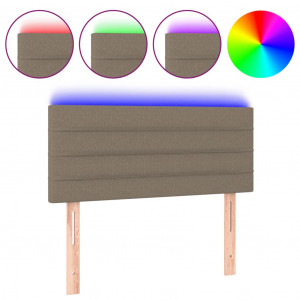 Cabeceira cama luzes LED tecido 90x5x78/88cm cinza-acastanhado H