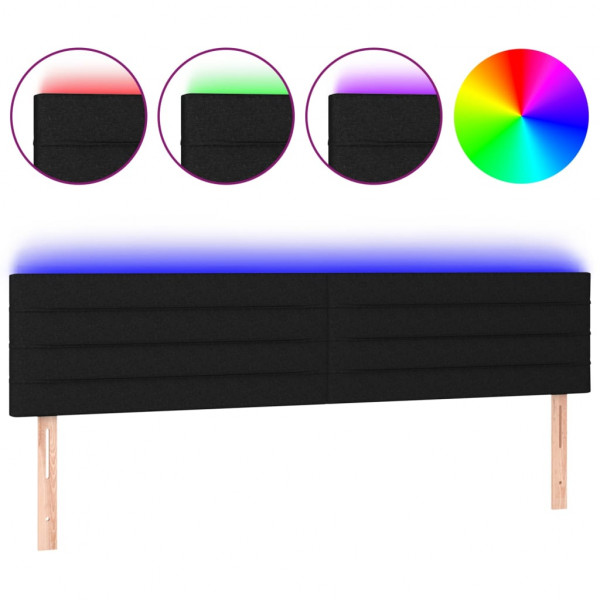 Cabeceira de cama c/ luzes LED tecido 160x5x78/88 cm preto M 2