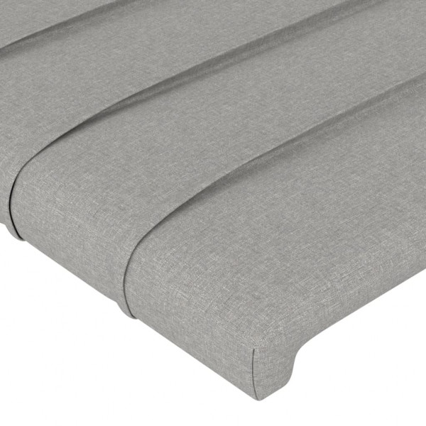 Cabeceira de cama c/luzes LED tecido 200x5x78/88 cm cinza-claro M 5