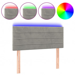 Cabeceira de cama c/ luzes LED tecido 90x5x78/88 cm cinza-claro H