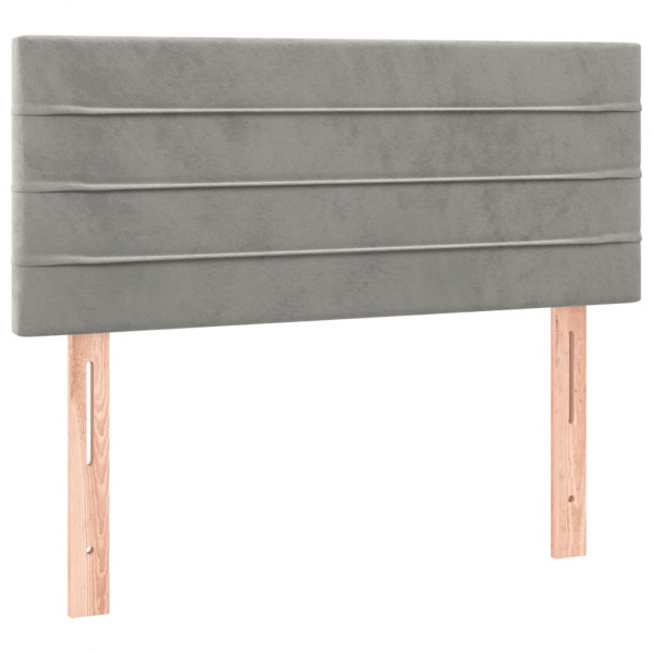 Cabeceira de cama c/ luzes LED tecido 90x5x78/88 cm cinza-claro M 4