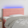 Cabeceira de cama c/ luzes LED veludo 90x5x78/88 cm rosa 1