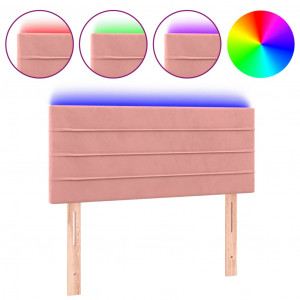 Cabeceira de cama c/ luzes LED veludo 90x5x78/88 cm rosa H