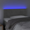 Cabeceira de cama c/luzes LED veludo 100x5x78/88 cm cinza-claro 3
