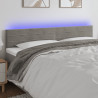 Cabeceira de cama c/luzes LED veludo 200x5x78/88 cm cinza-claro 1