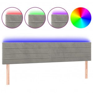 Cabeceira de cama c/luzes LED veludo 200x5x78/88 cm cinza-claro H