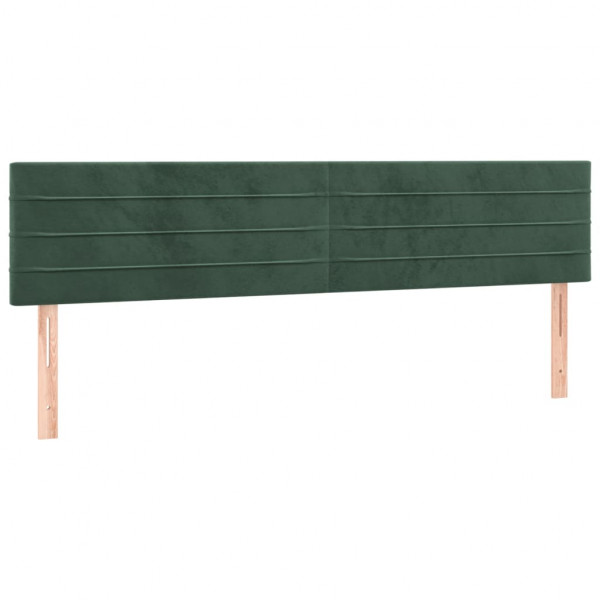 Cabeceira de cama c/luzes LED veludo 200x5x78/88cm verde-escuro M 4