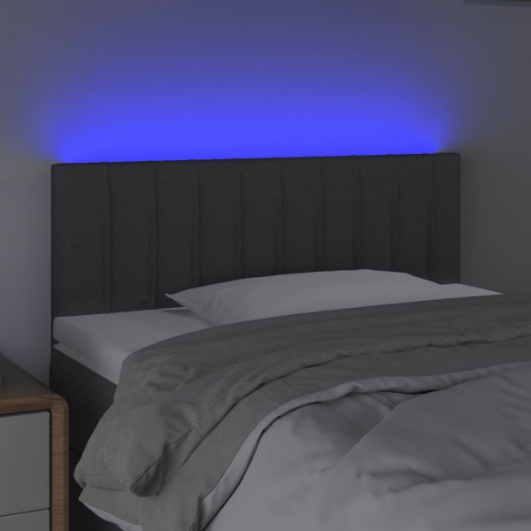 Cabeceira de cama c/ luzes LED tecido 80x5x78/88cm cinza-escuro M 3