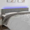 Cabeceira de cama c/luzes LED tecido 160x5x78/88cm cinza-escuro 1
