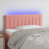 Cabeceira de cama c/ luzes LED veludo 80x5x78/88 cm rosa 1