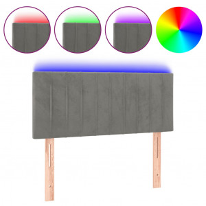 Cabeceira de cama c/ luzes LED tecido 90x5x78/88 cm cinza-claro H