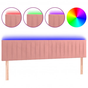 Cabeceira de cama c/ luzes LED veludo 160x5x78/88 cm rosa H